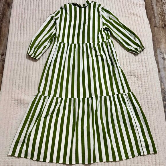 Rachel Zoe Green & White Striped Maxi Shirt Dress Size Large - Picture 3 of 3
